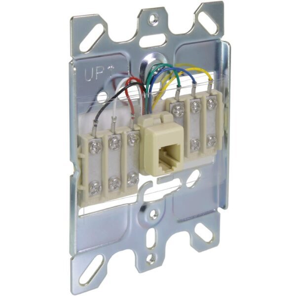Stainless Steel Hang Phone Wall Plate, RJ12, 1 Port, Loaded