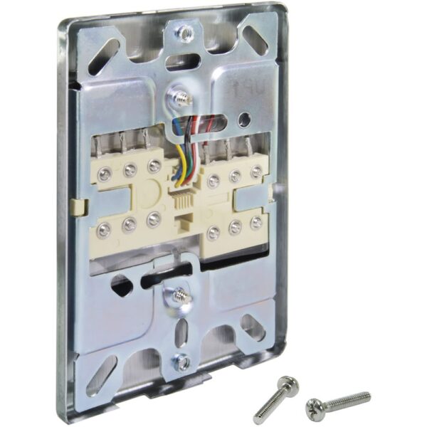 Stainless Steel Hang Phone Wall Plate, RJ12, 1 Port, Loaded