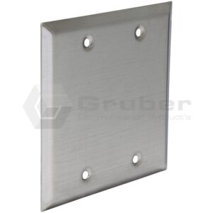 Stainless Steel Wall Plate, Dual Gang, Flush, Blank Cover (no punch)