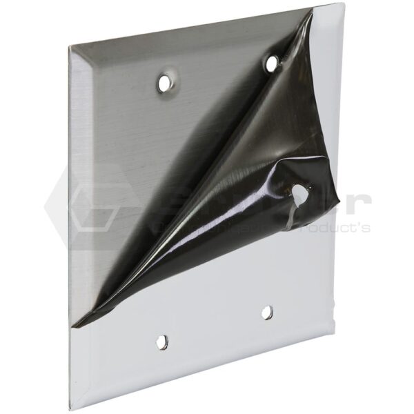 Stainless Steel Wall Plate, Dual Gang, Flush, Blank Cover (no punch)