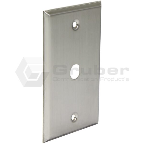 Stainless Steel Wall Plate, Single Gang,1/2in D-Hole, 1 Port